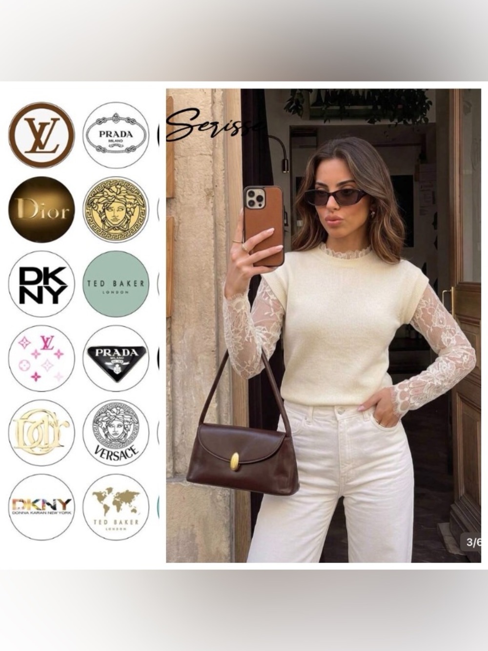 Cream Lace-Sleeve Knit Sweater Top